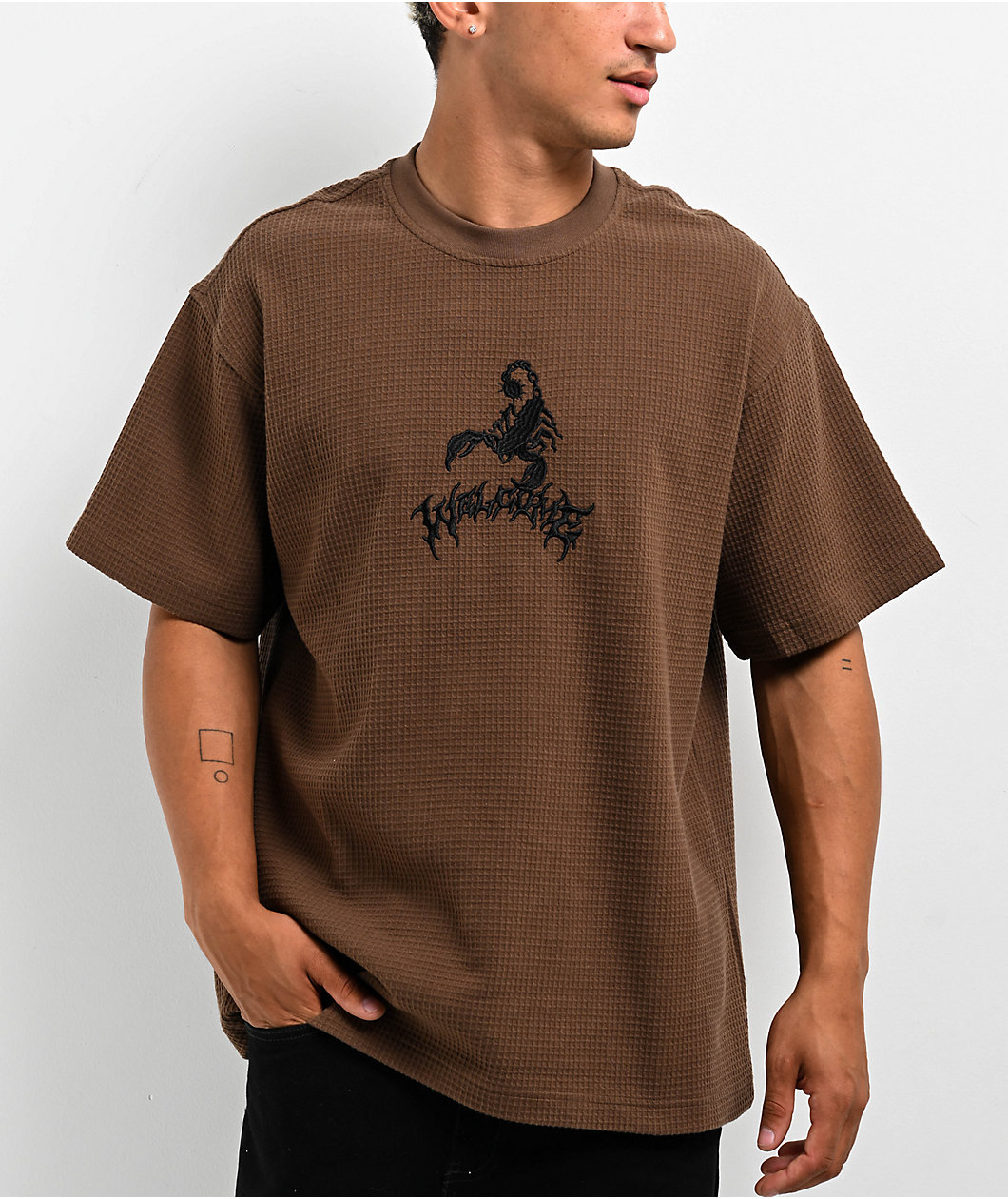 Welcome Stinger Brown Waffle Knit T-Shirt