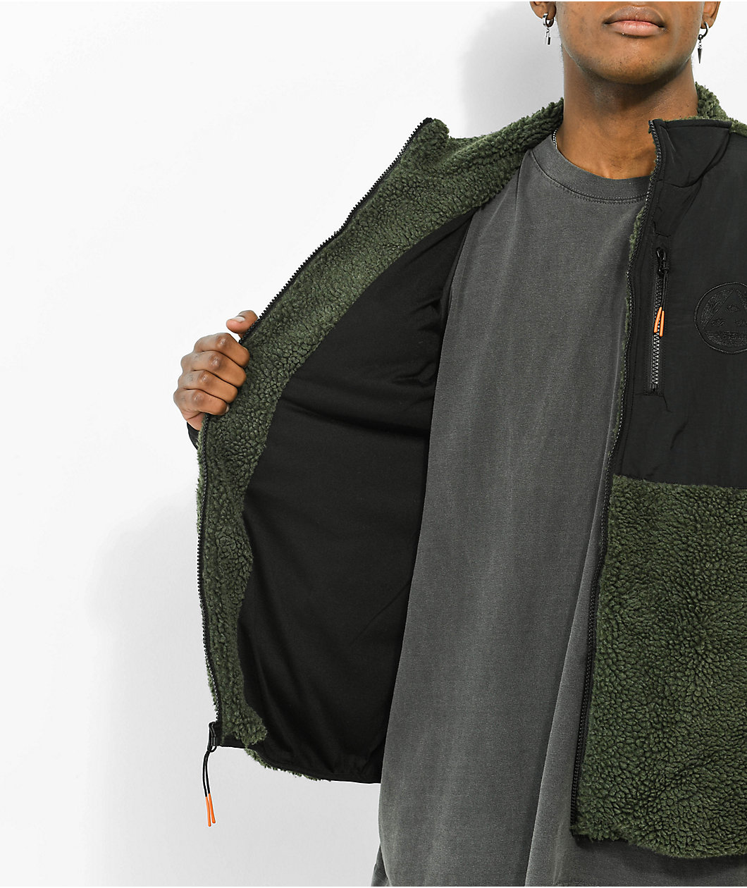 Welcome Vertex Dark Green Sherpa Jacket
