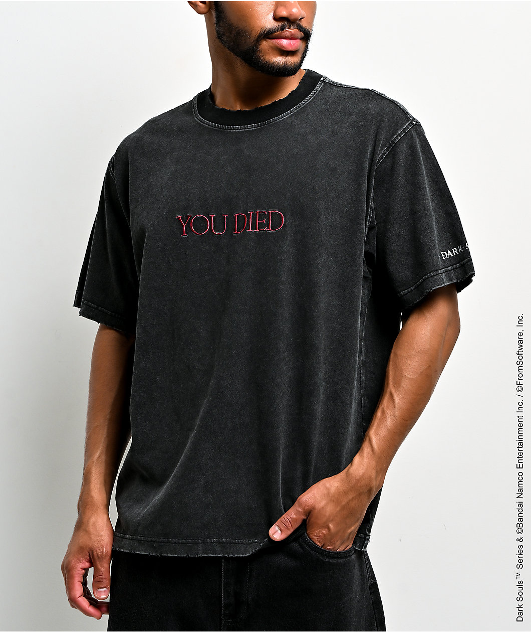 Welcome x Dark Souls You Died Black Wash T-Shirt