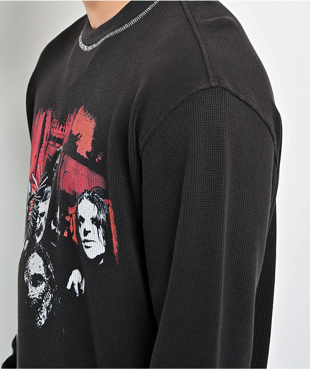 Welcome x Slipknot Contrast Stitch Black Thermal Long Sleeve T-Shirt