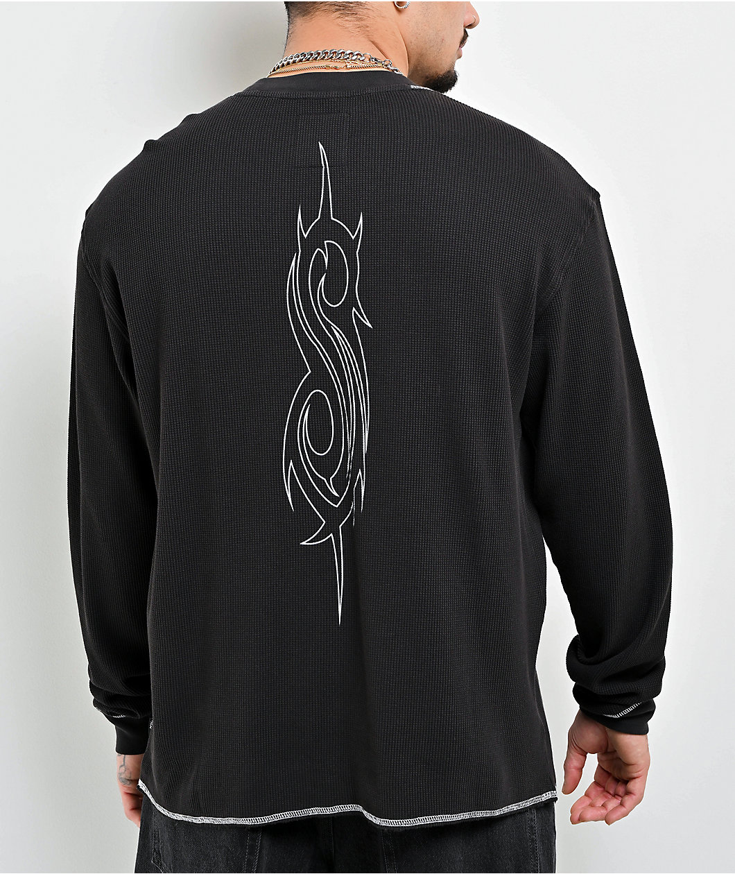 Welcome x Slipknot Contrast Stitch Black Thermal Long Sleeve T-Shirt