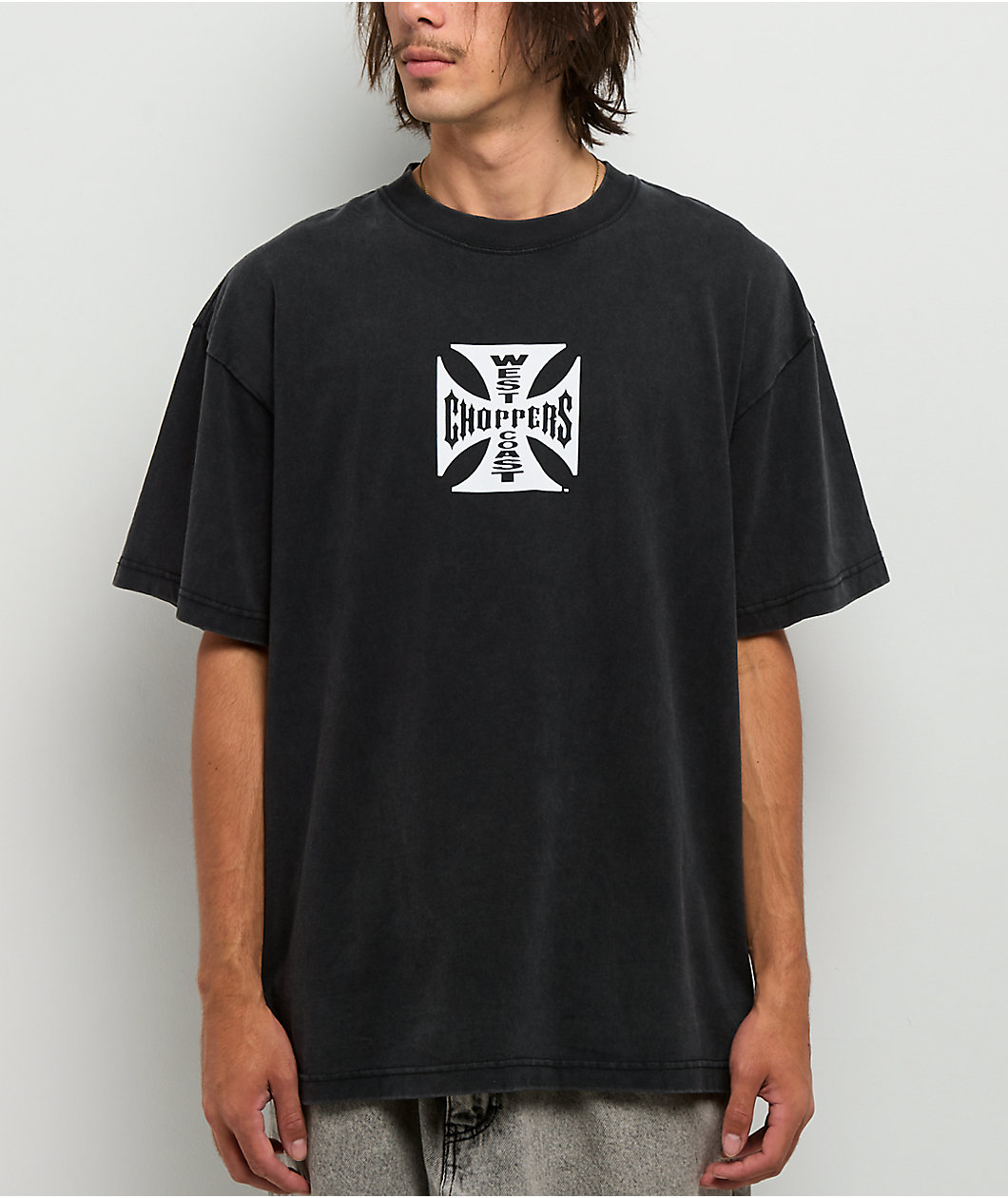 West Coast Choppers Flat Logo Black Wash T-Shirt