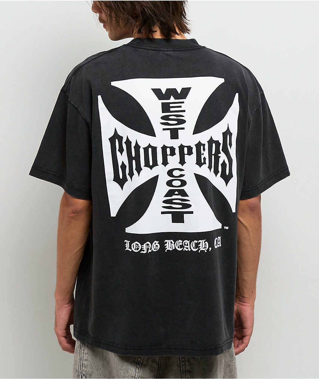 West Coast Choppers Flat Logo Black Wash T-Shirt