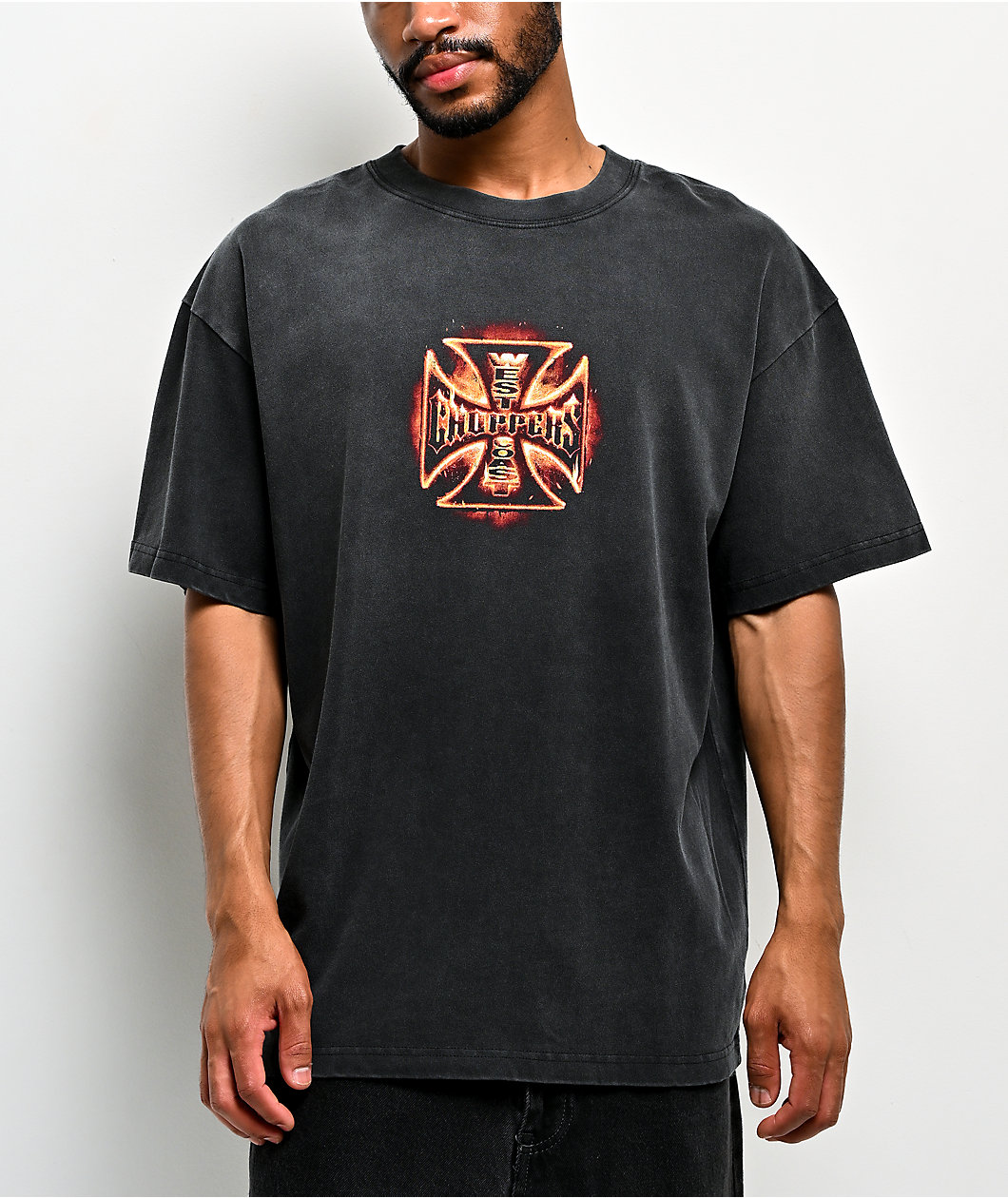 West Coast Choppers Logo Artifact Black Wash T-Shirt