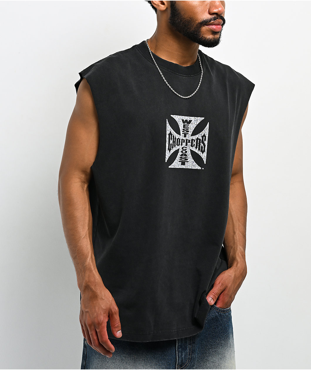 West Coast Choppers Triple Threat Black Wash Tank Top