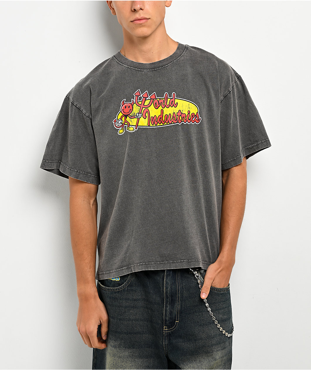 World Industries Oval Corp Grey Wash T-Shirt