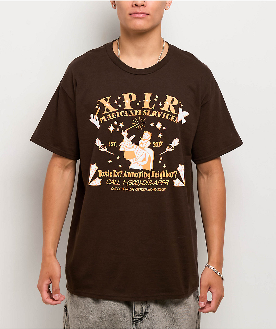 XPLR Magician Services Brown T-Shirt