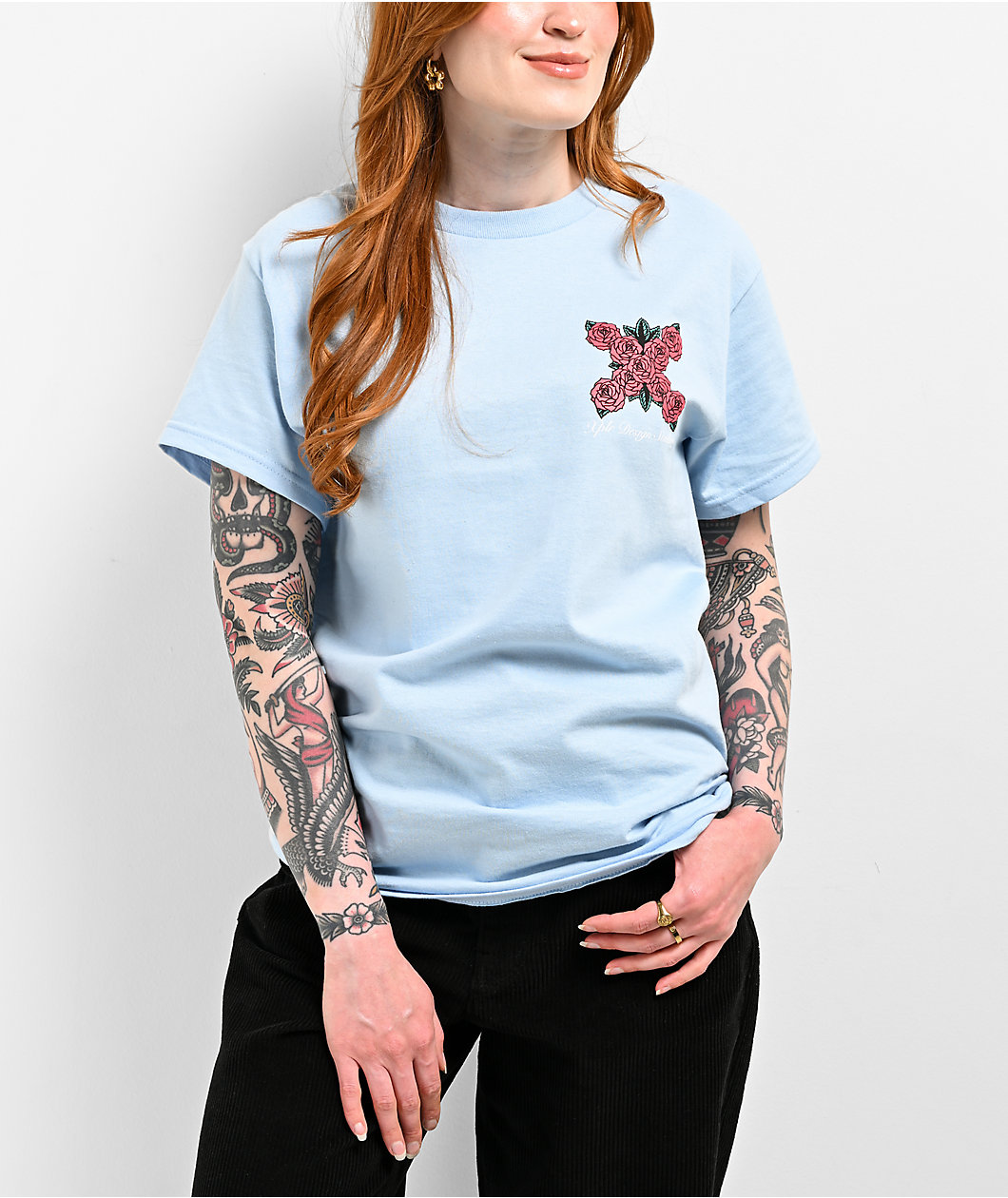 XPLR Roses Logo Light Blue T-Shirt