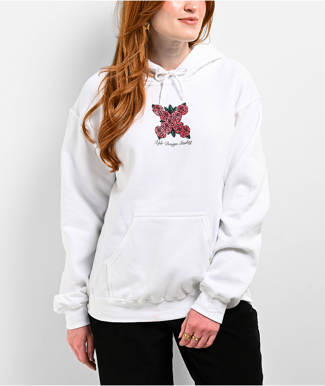 XPLR Roses Logo White Hoodie