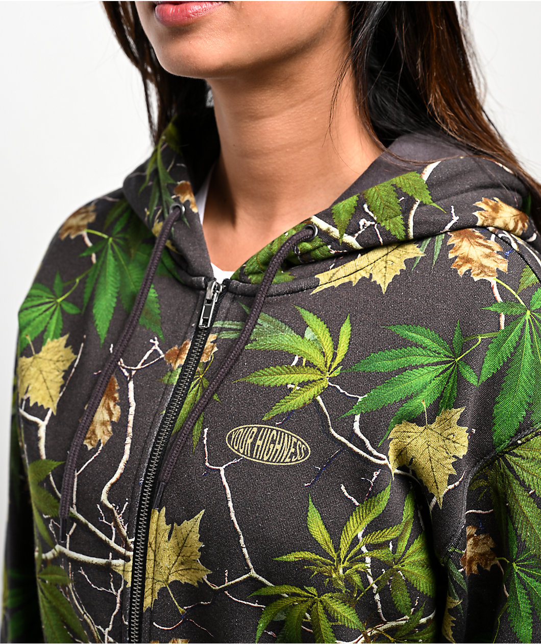 Your Highness Blackwoods Camo Rhinestone Zip Hoodie