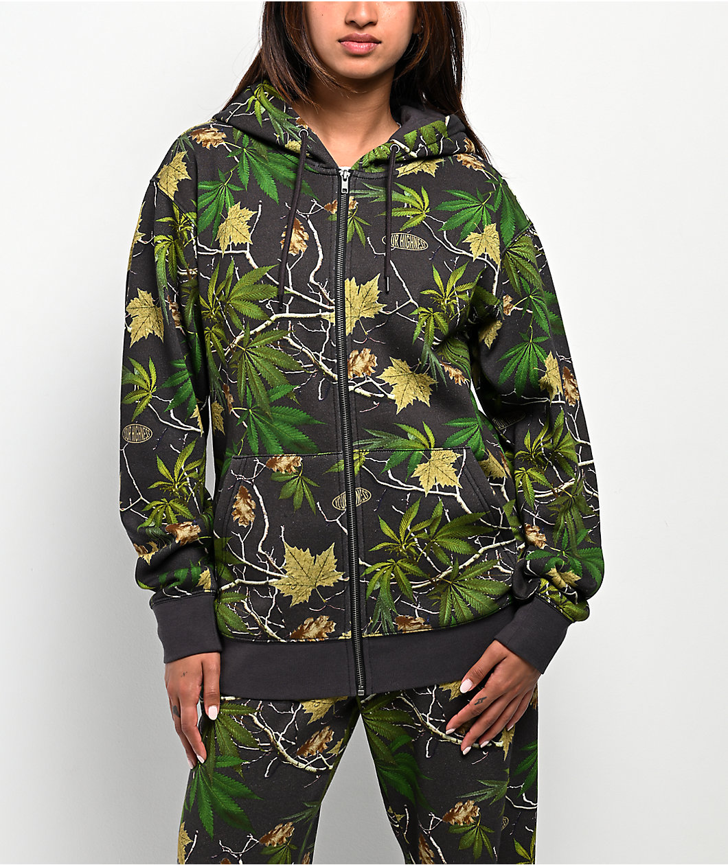 Your Highness Blackwoods Camo Rhinestone Zip Hoodie