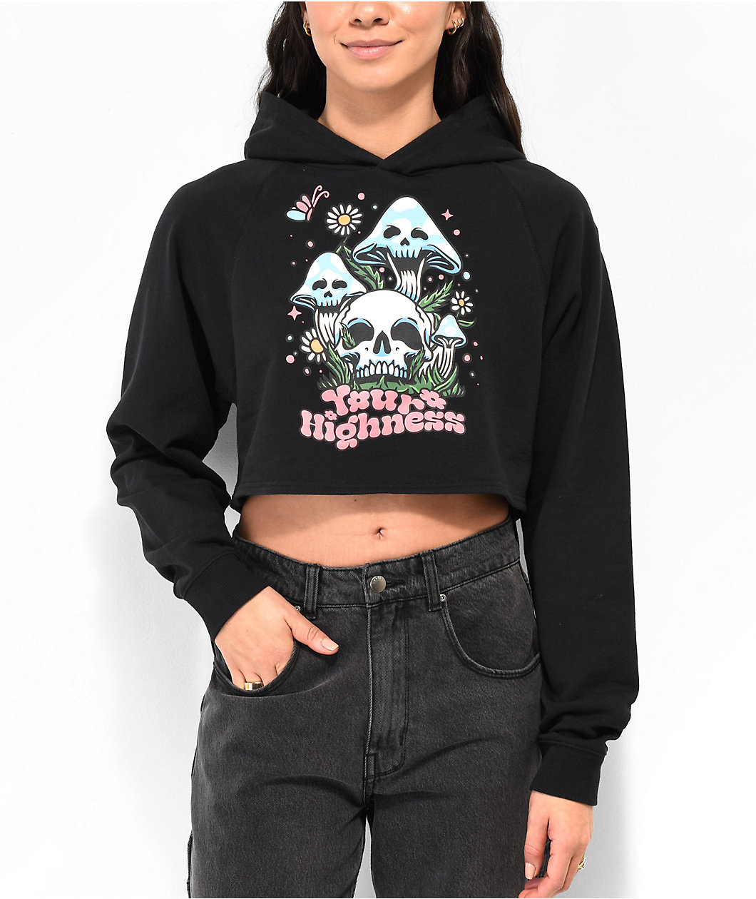 Your Highness Root Rot Black Crop Hoodie