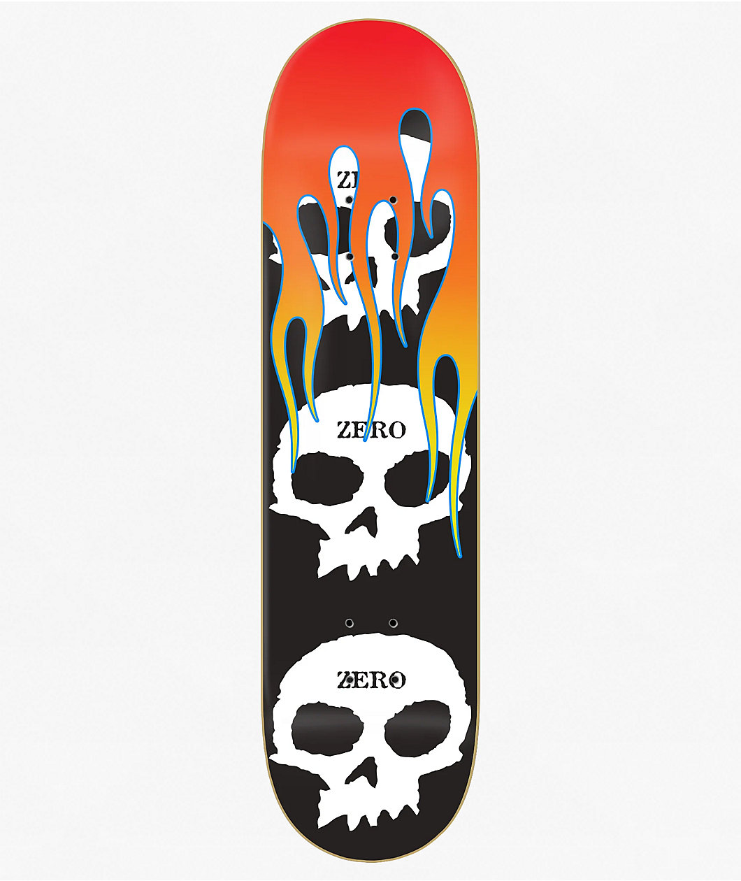 Zero 3 Skulls With Flames 8.0" Skateboard Deck