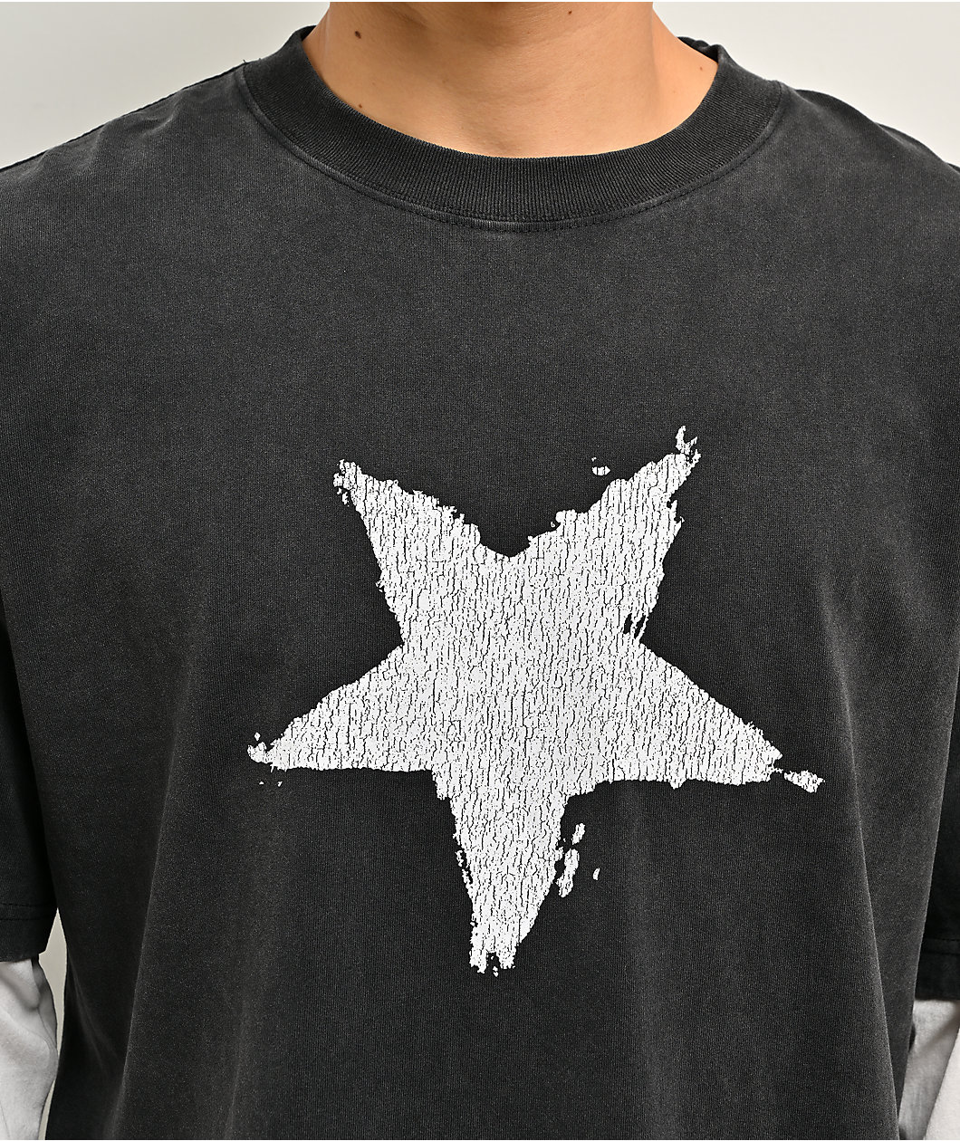 Zero Punk Star 2fer Black Wash & White Long Sleeve T-Shirt