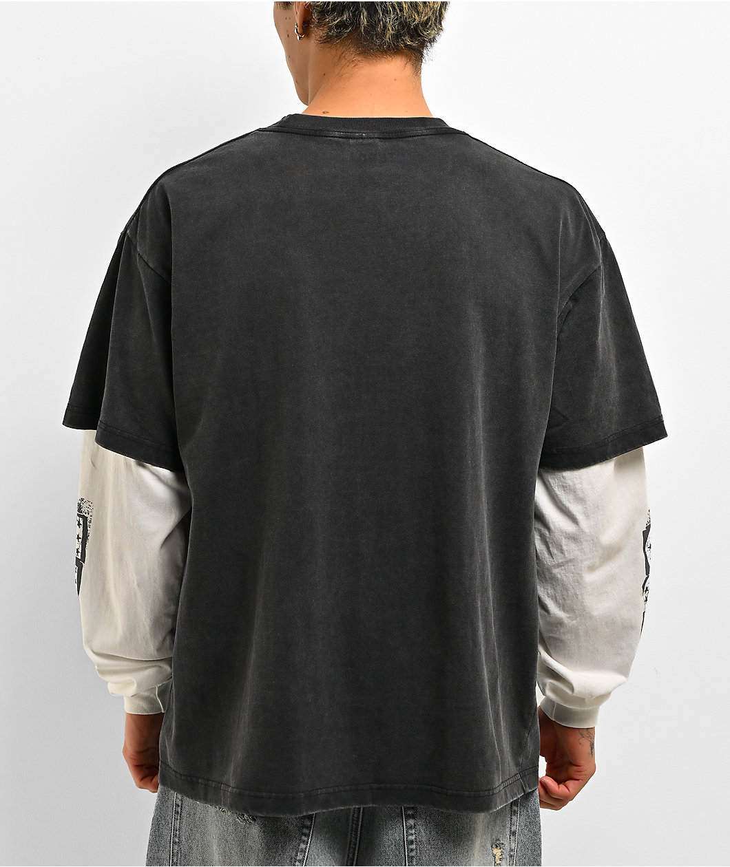 Zero Punk Star 2fer Black Wash & White Long Sleeve T-Shirt