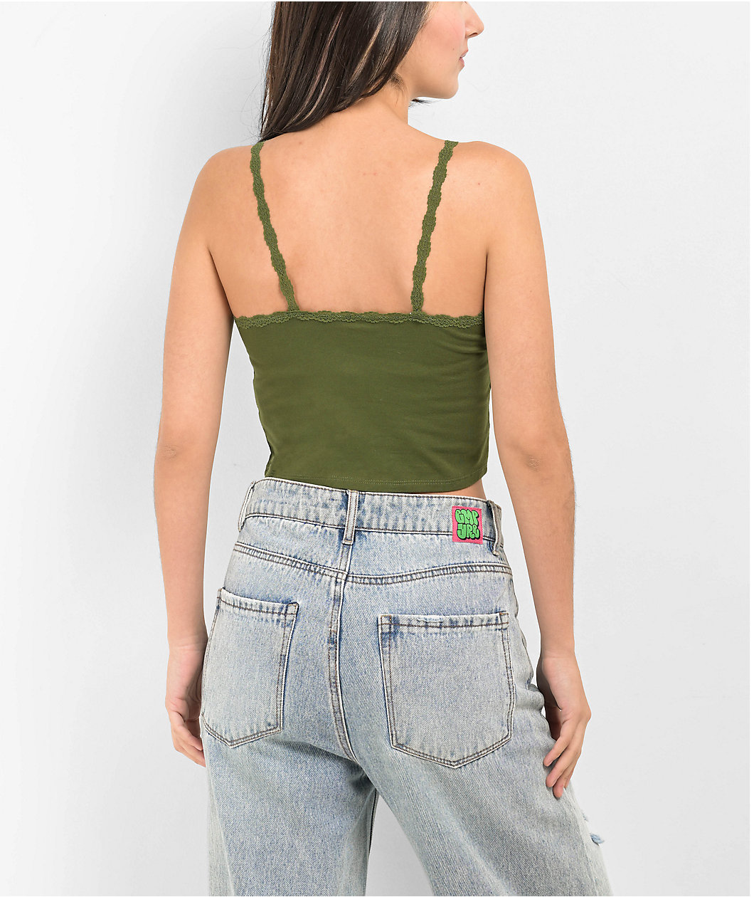 Zine Berry Green Crop Tank Top