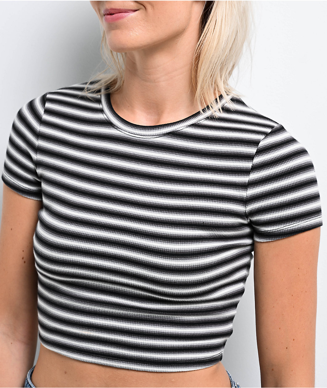 Zine Irina Black & White Stripe Crop T-Shirt