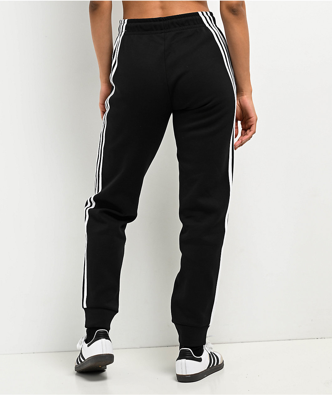 adidas 3 Stripe Black Fleece Jogger Sweatpants