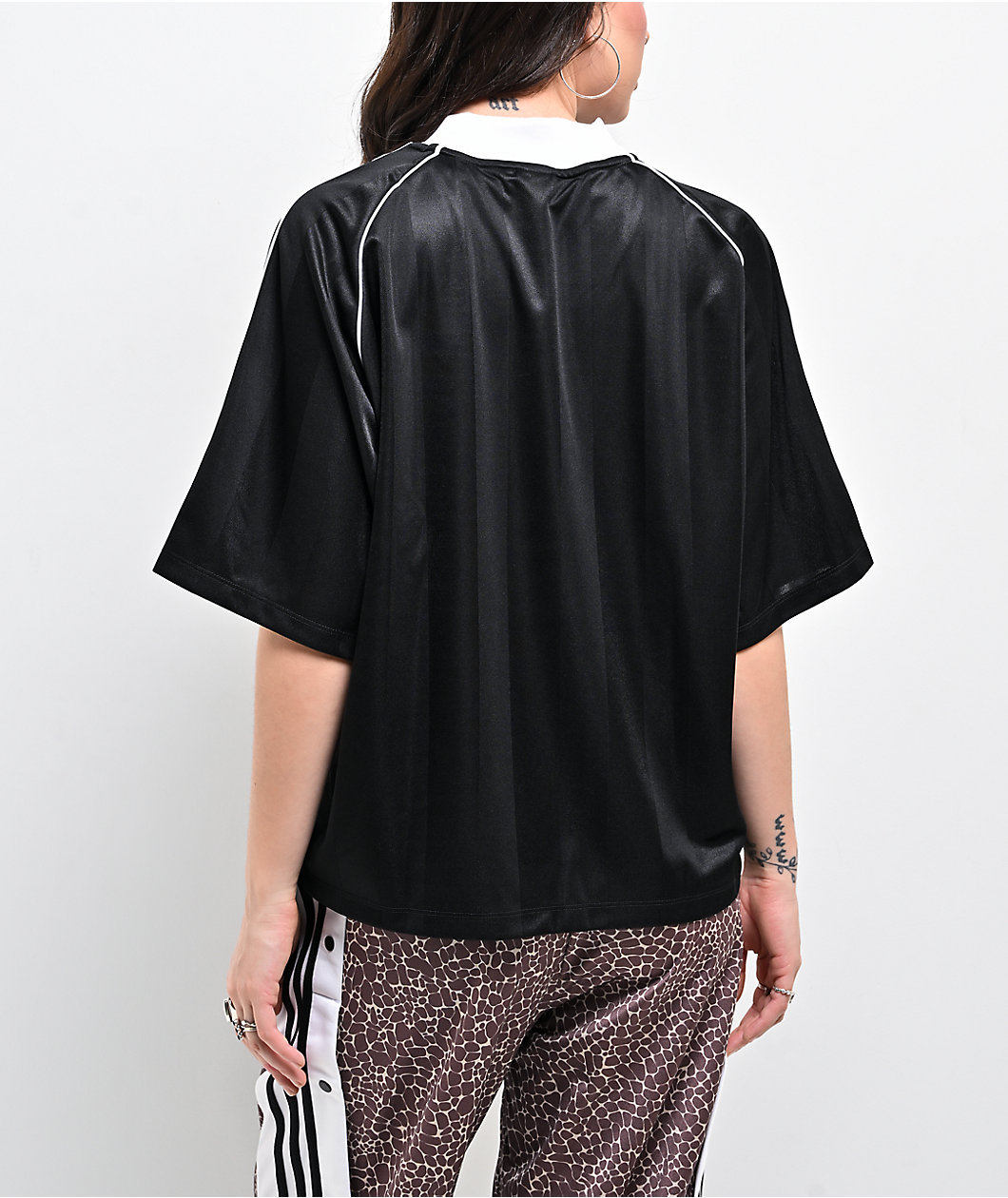 adidas 3 Stripe Black Soccer Jersey