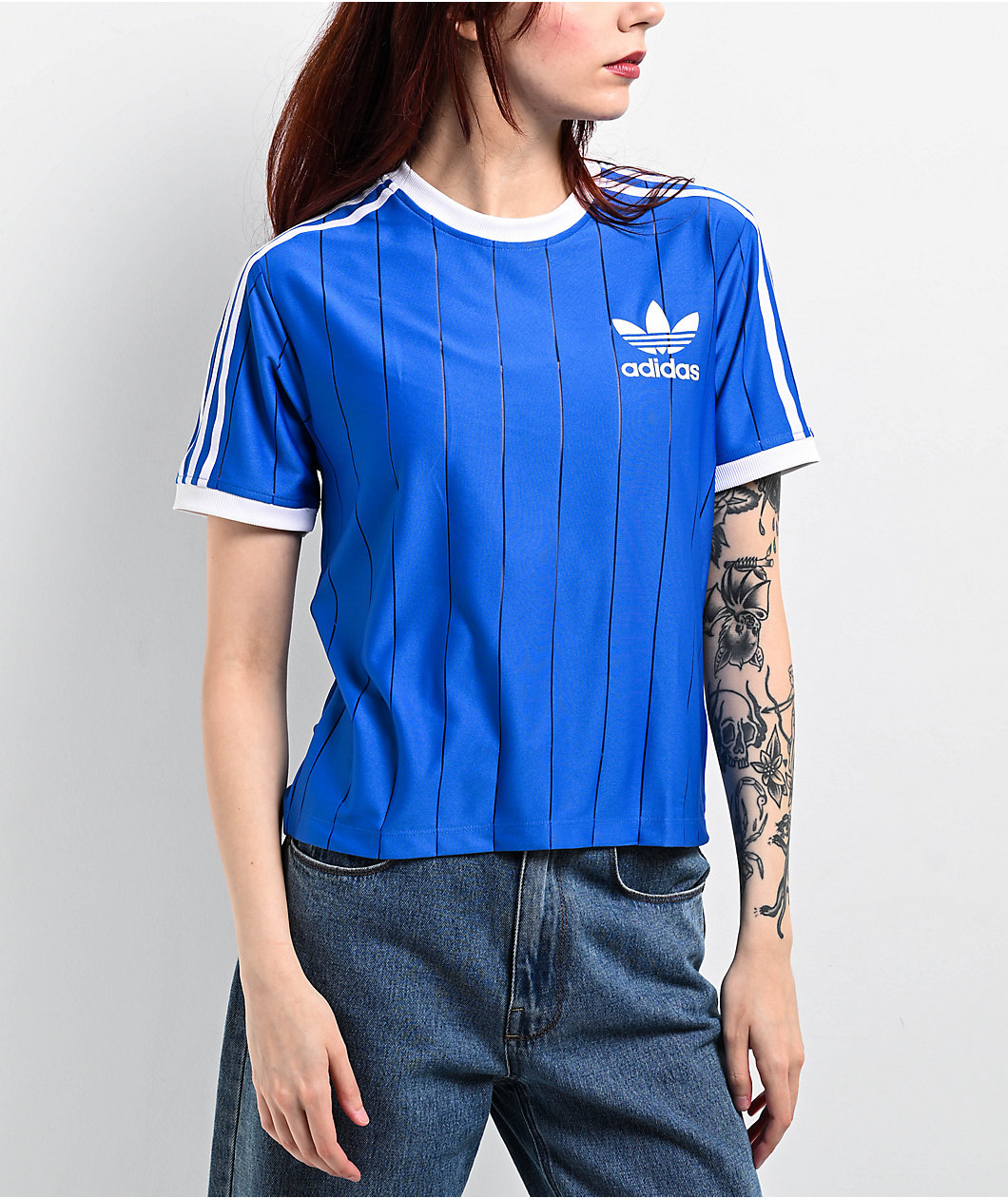 adidas Adicolor 3-Stripes Pinstripe Blue T-Shirt