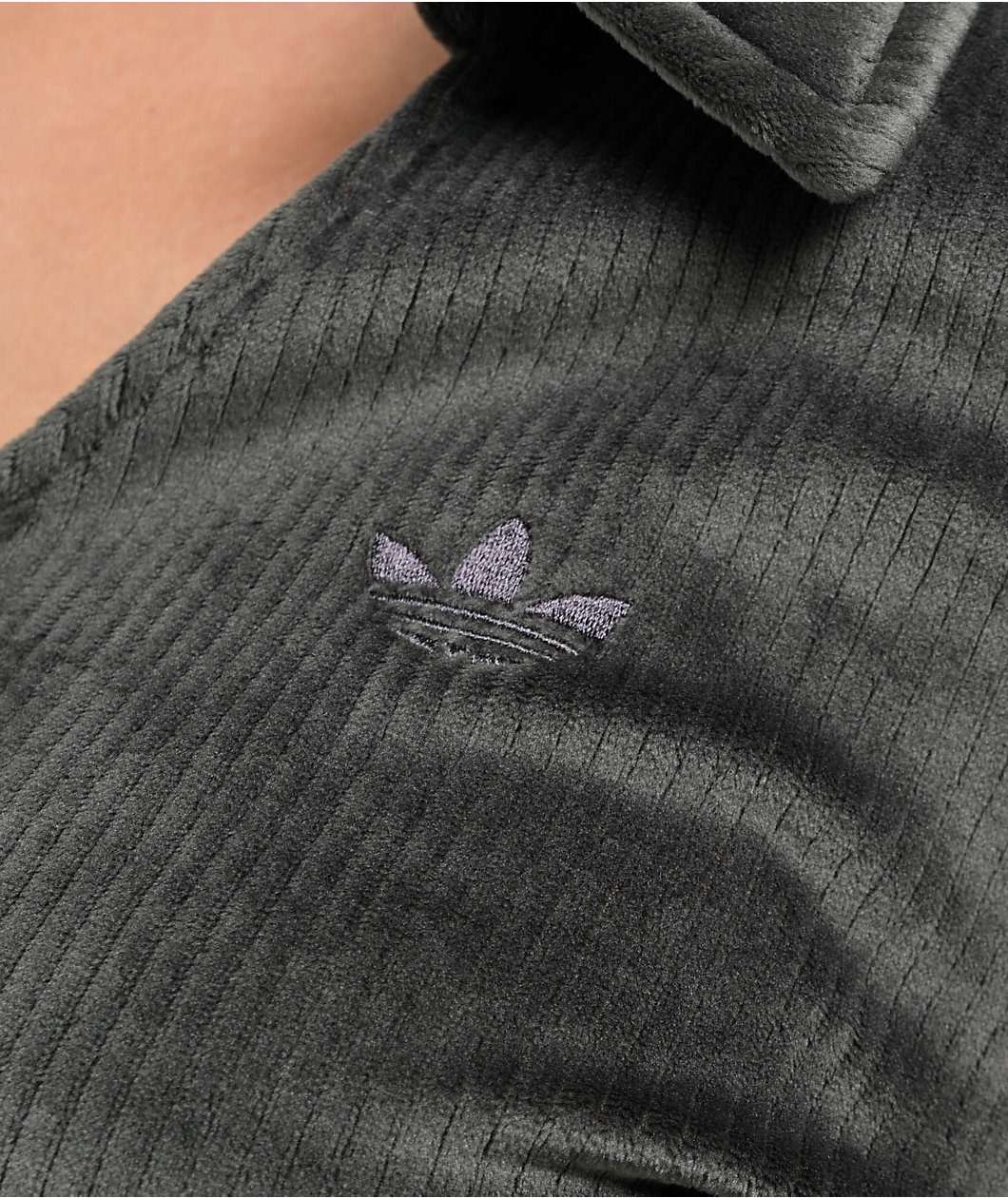 adidas Black Corduroy Crop Zip Jacket