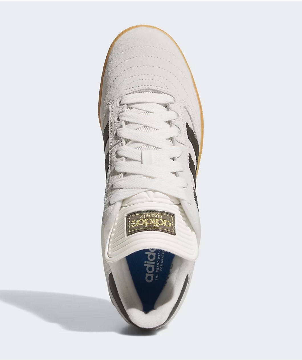 adidas Busenitz Crystal White, Shadow Olive, & Gum Skate Shoes