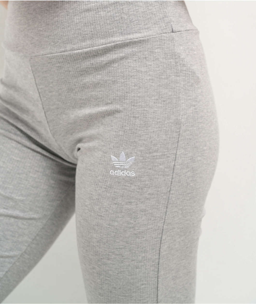 adidas Essentials Grey Ribbed Flare Pants