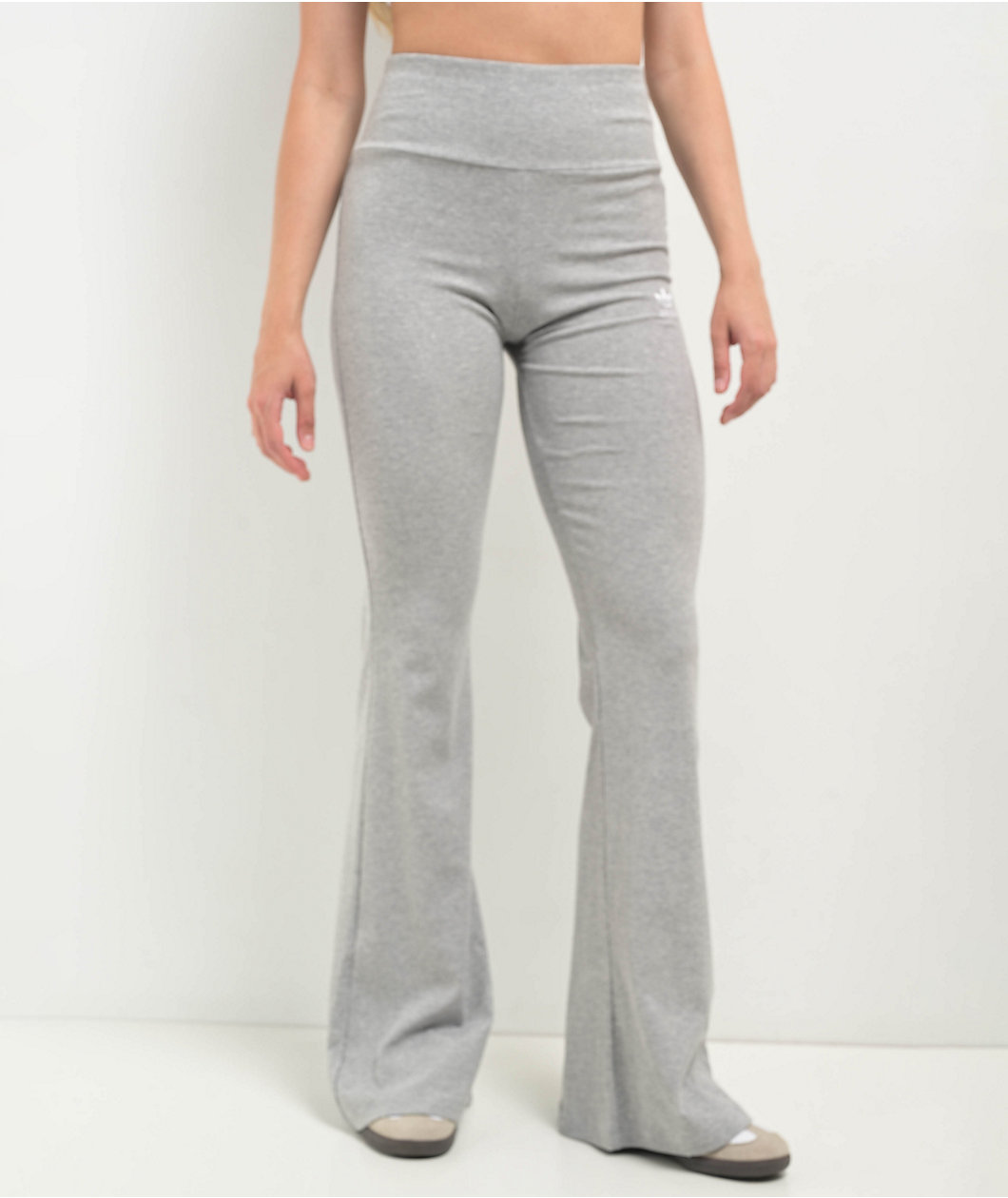 adidas Essentials Grey Ribbed Flare Pants