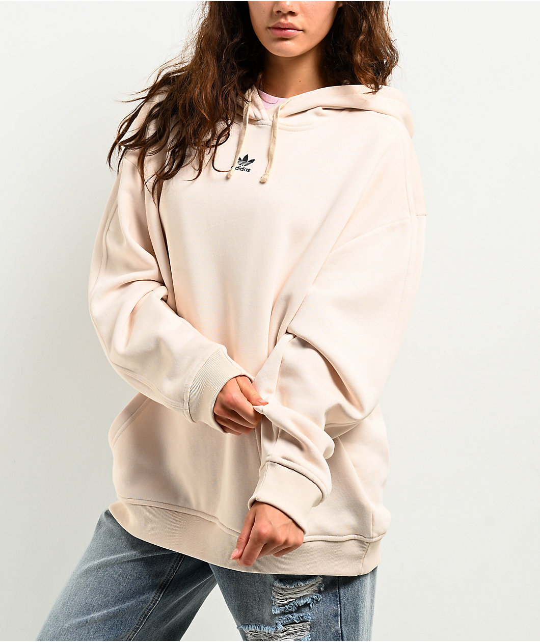 adidas Essentials Oversized Crème Hoodie