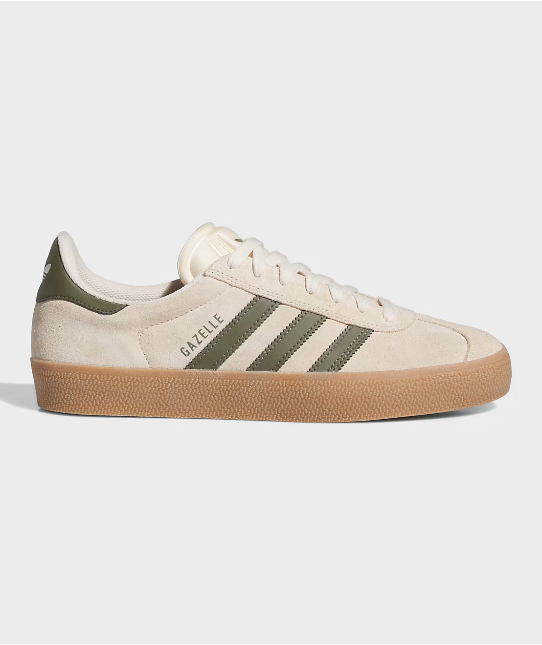 adidas Gazelle ADV Ecru Tint, Focus Olive & Gum Skate Shoes