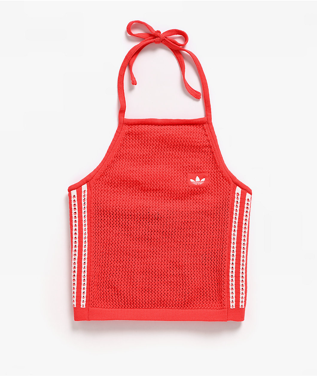 adidas Knitted Crochet Semi Lucid Red Halter Top