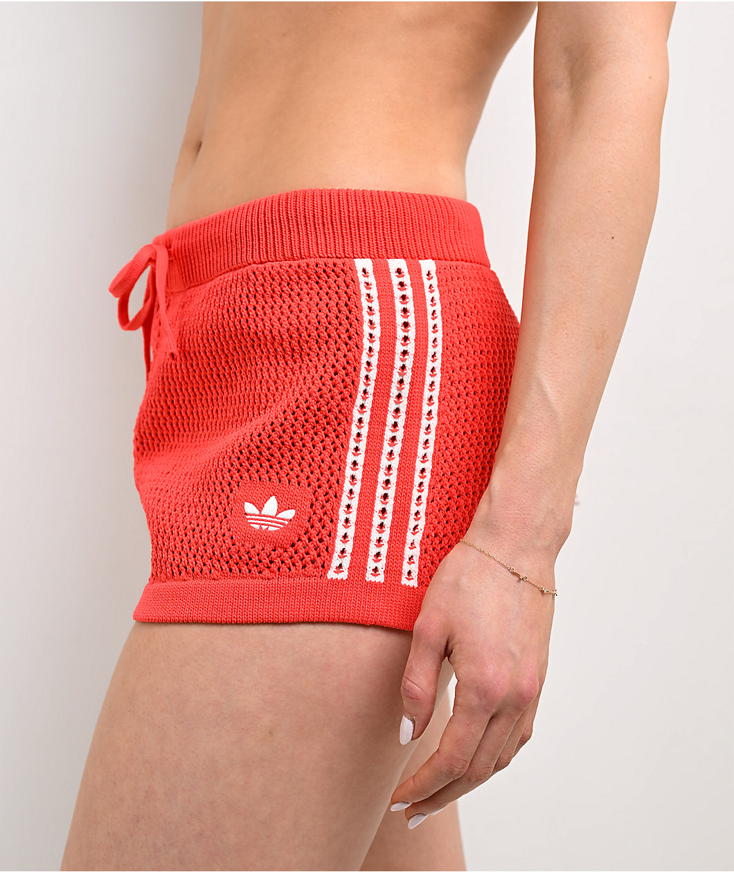 adidas Knitted Crochet Semi Lucid Red Lounge Shorts
