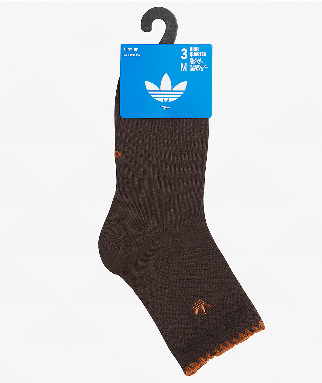 adidas Luna Brown & White 3 Pack High Quarter Crew Socks