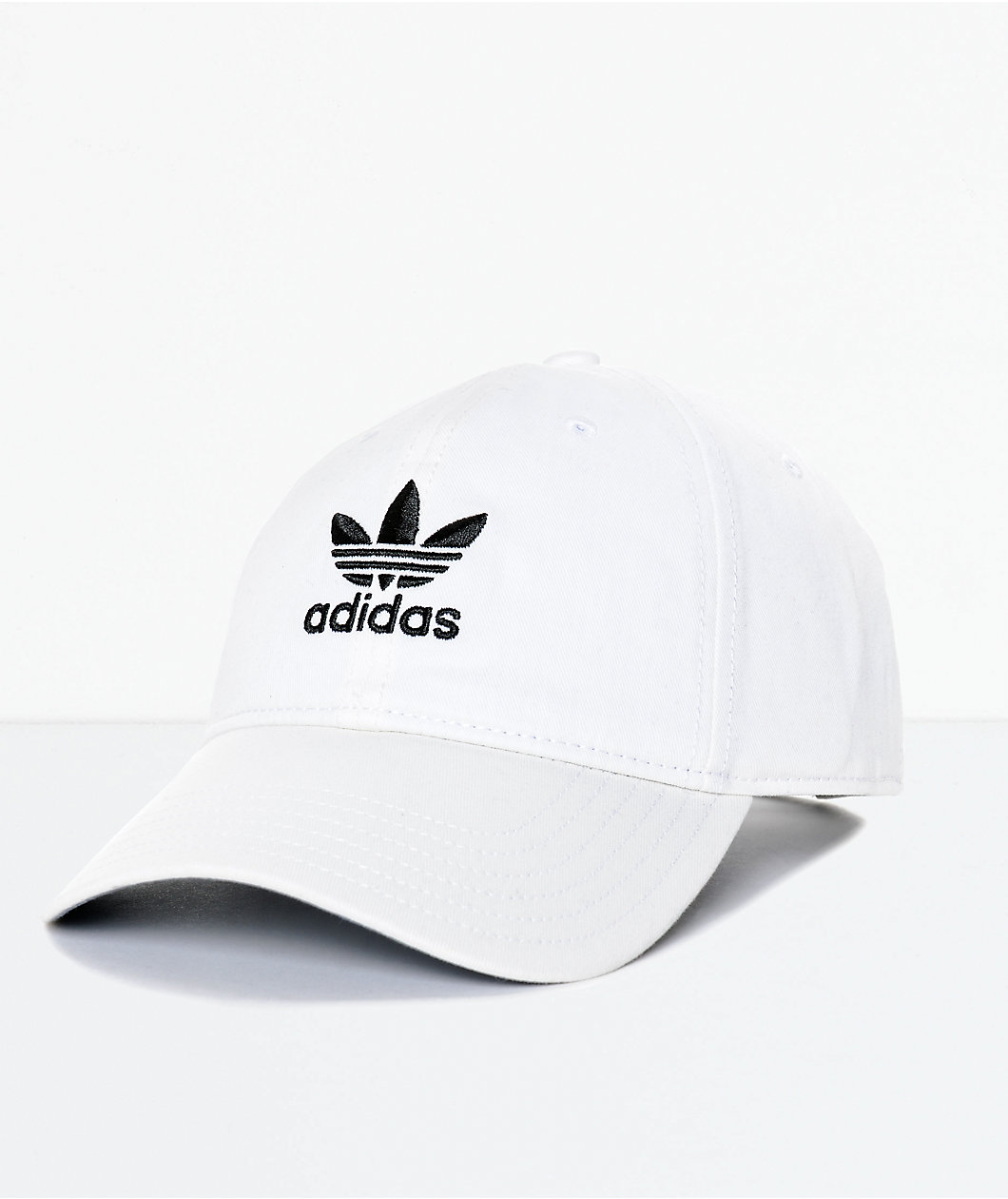 adidas Men's Trefoil Curved Bill White Strapback Hat