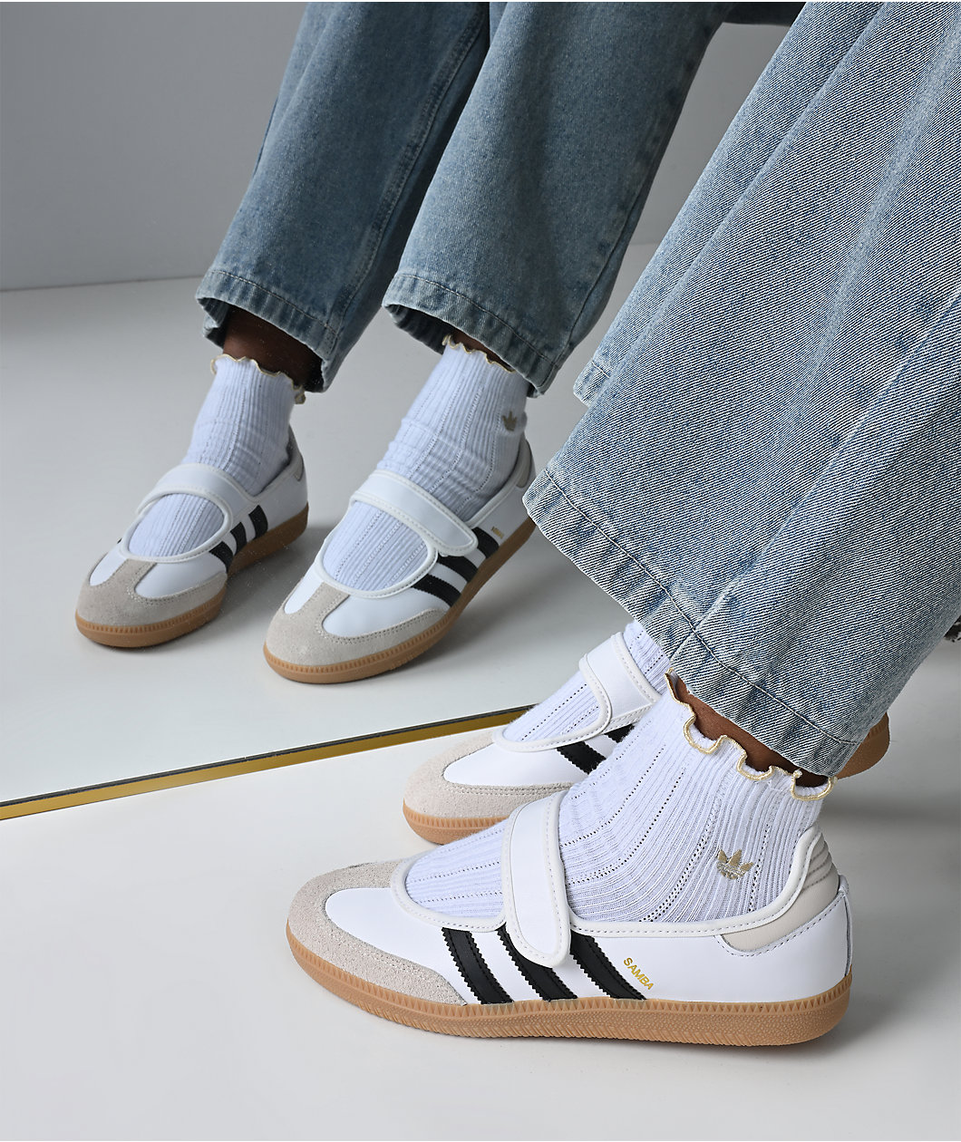 adidas Metallic Ruffle 3 Pack White Ankle Socks