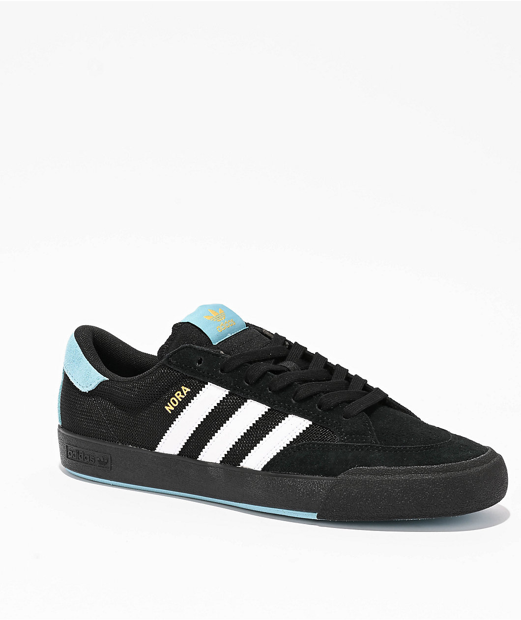 adidas Nora Core Black, Cloud White & Gold Metallic Skate Shoes
