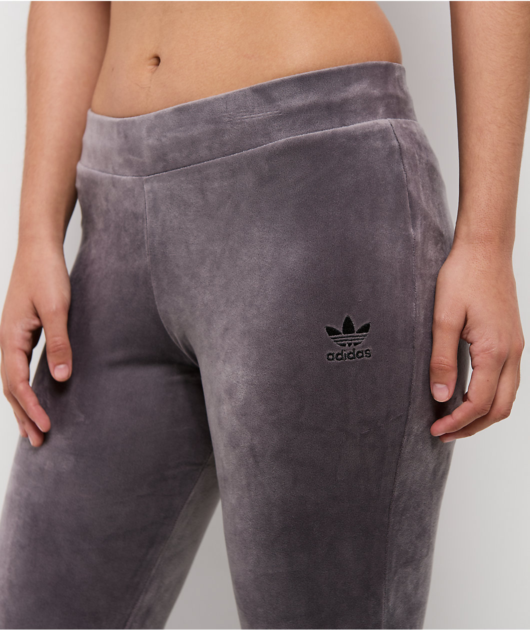 adidas Originals Essentials Grey Velour Flare Track Pants