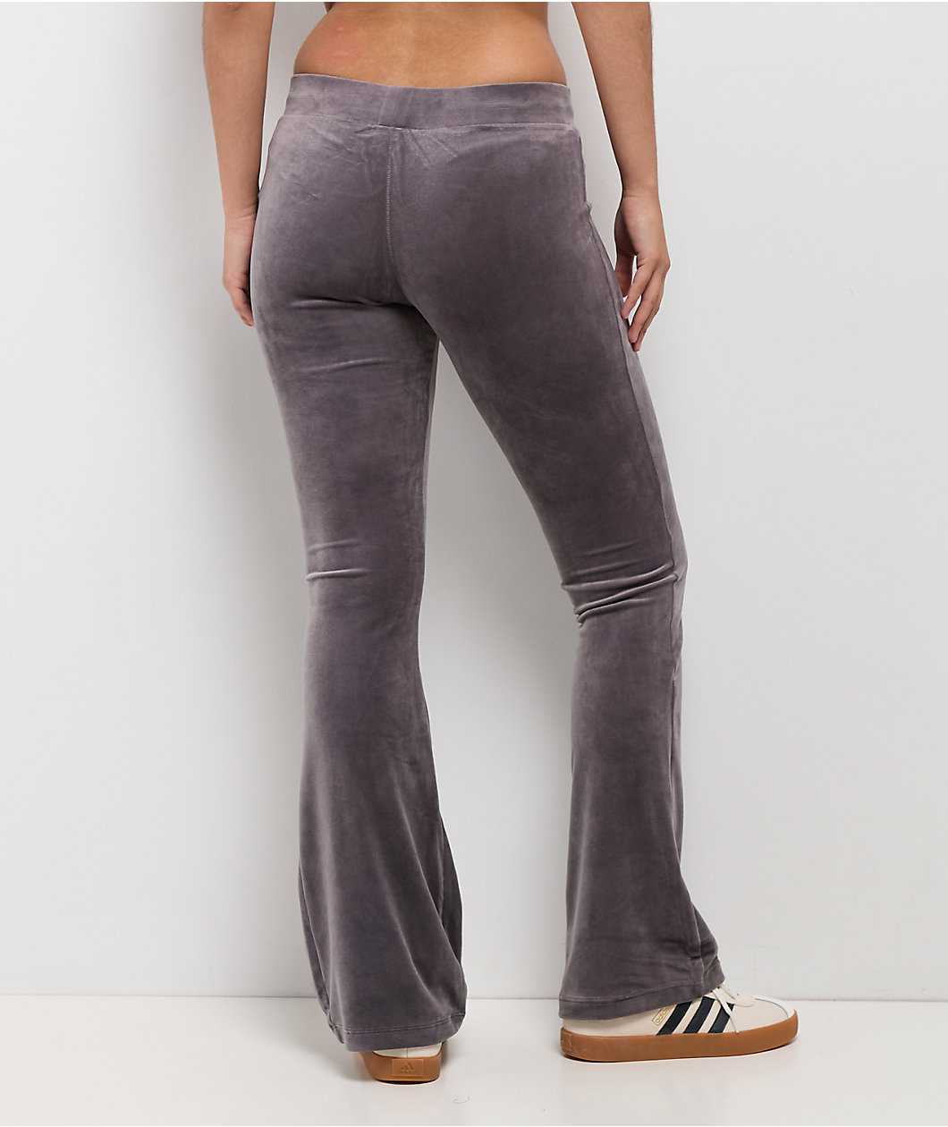 adidas Originals Essentials Grey Velour Flare Track Pants