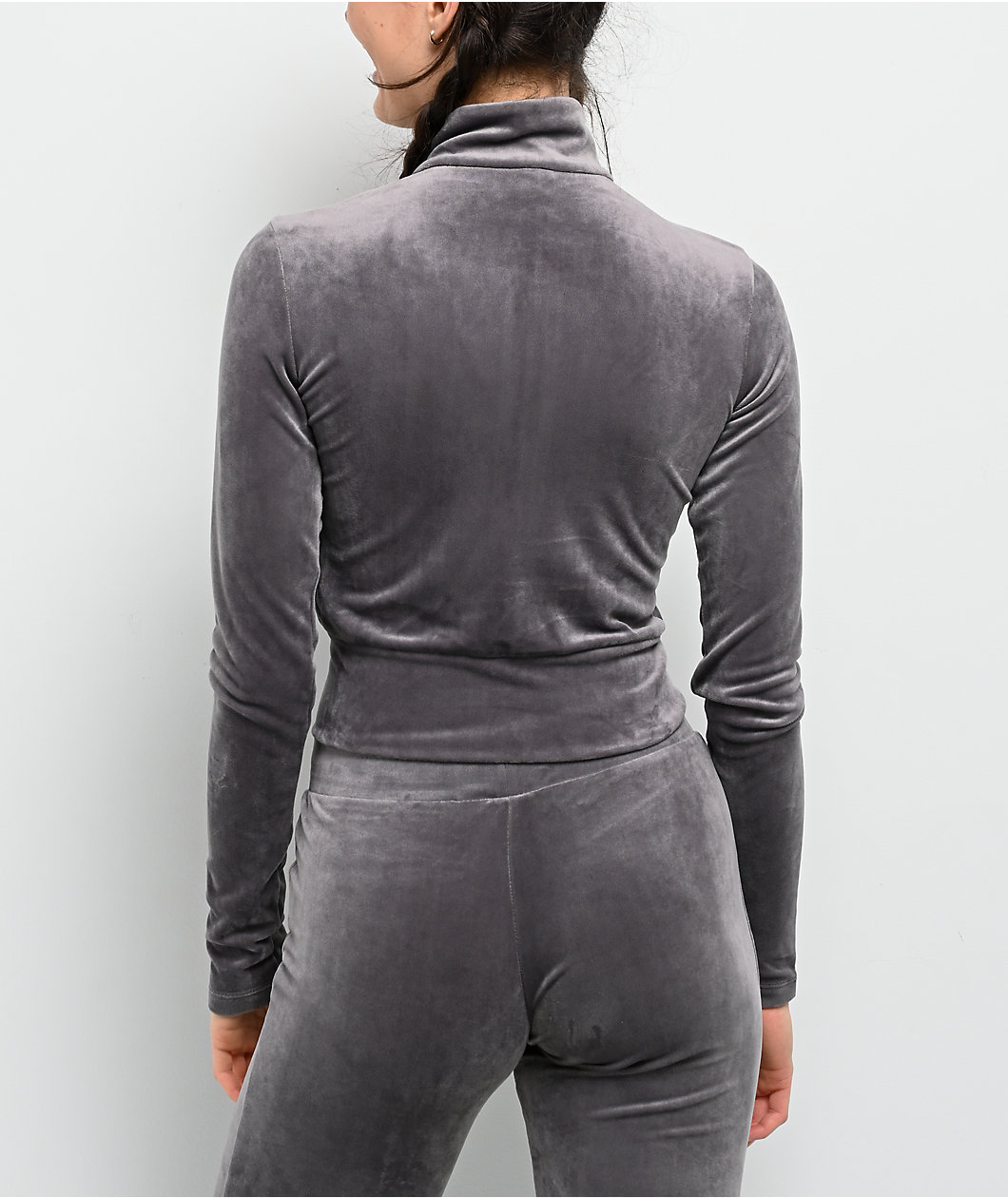 adidas Originals Essentials Grey Velour Zip Crop Track Jacket