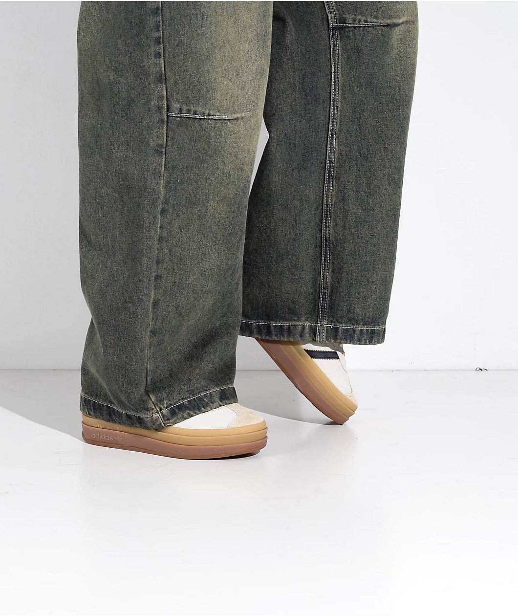 adidas Originals Gazelle Bold Cream White, Black & Sand Platform Shoes