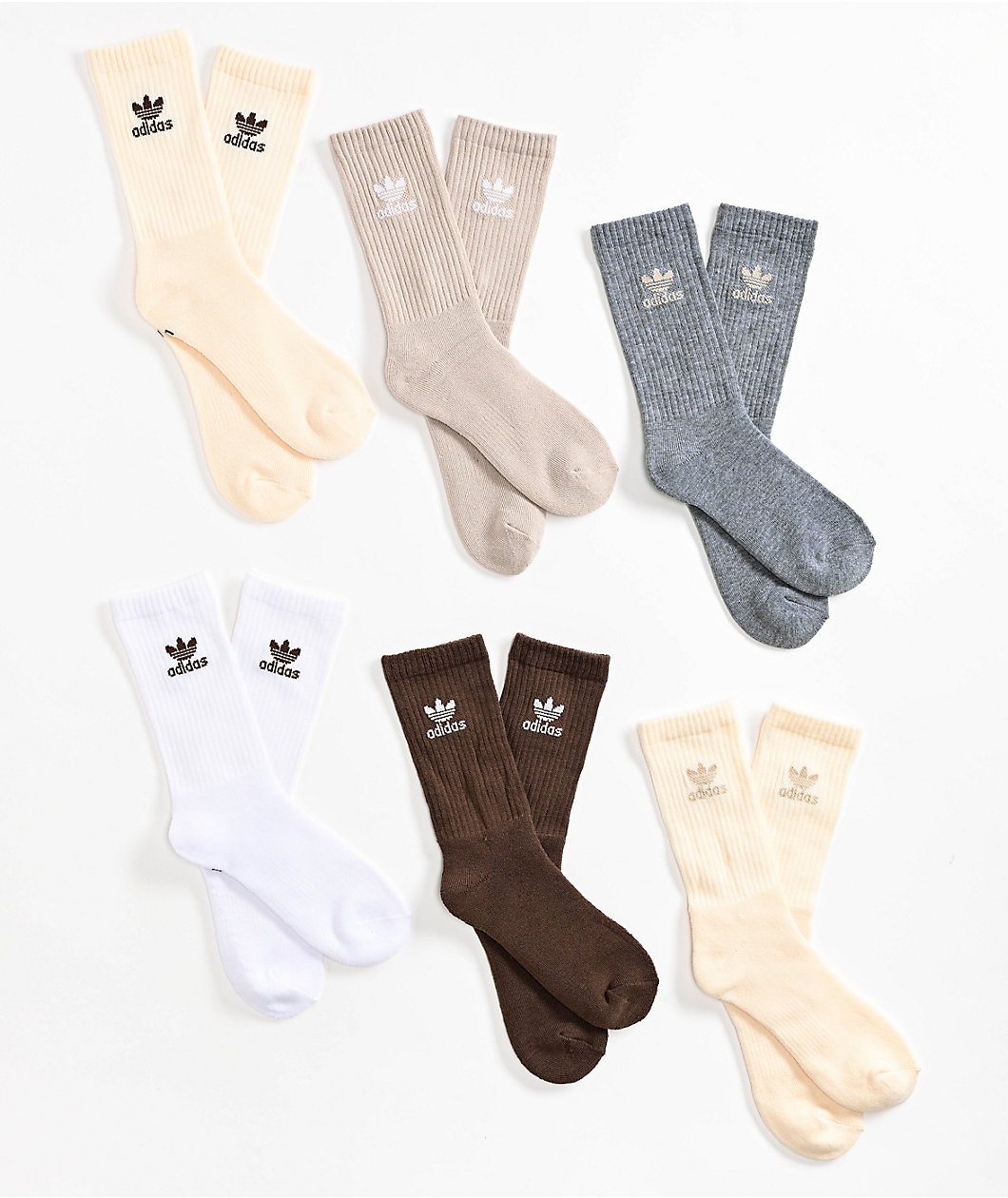 adidas Originals Kids Trefoil Natural 6 Pack Crew Socks