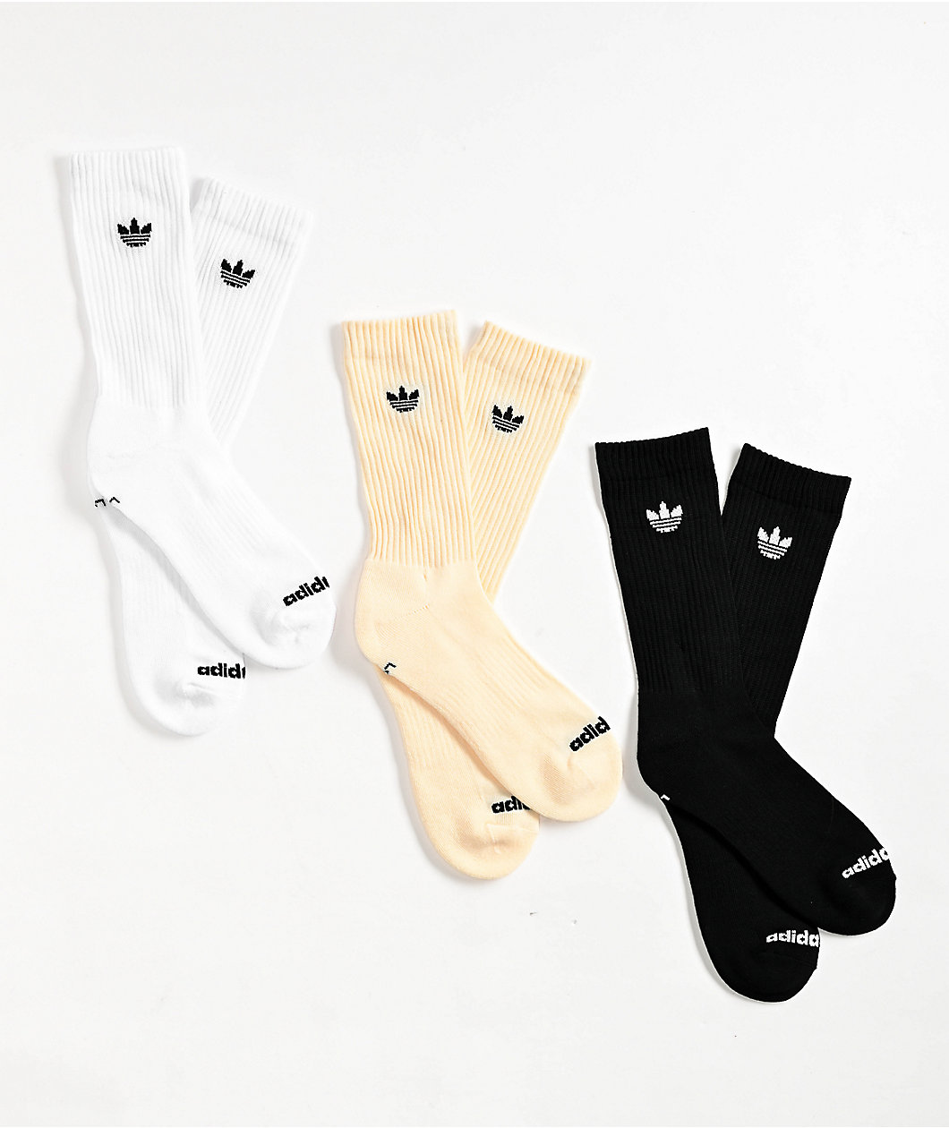 adidas Originals Trefoil Black, White & Cream 3 Pack Crew Socks