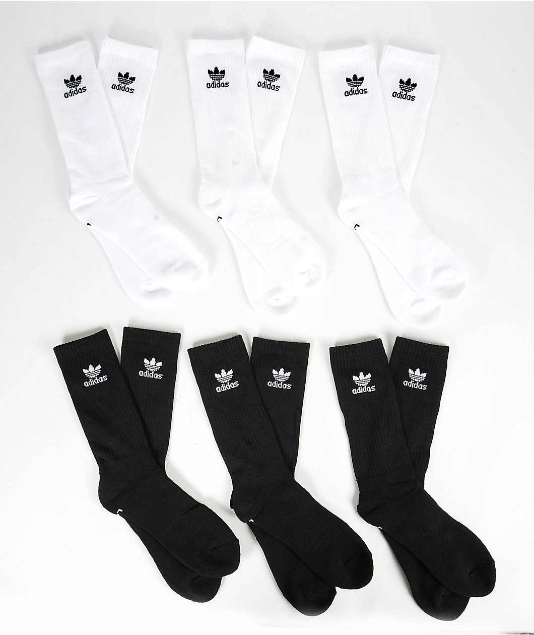 adidas Originals Trefoil Black & White 6 Pack Crew Socks
