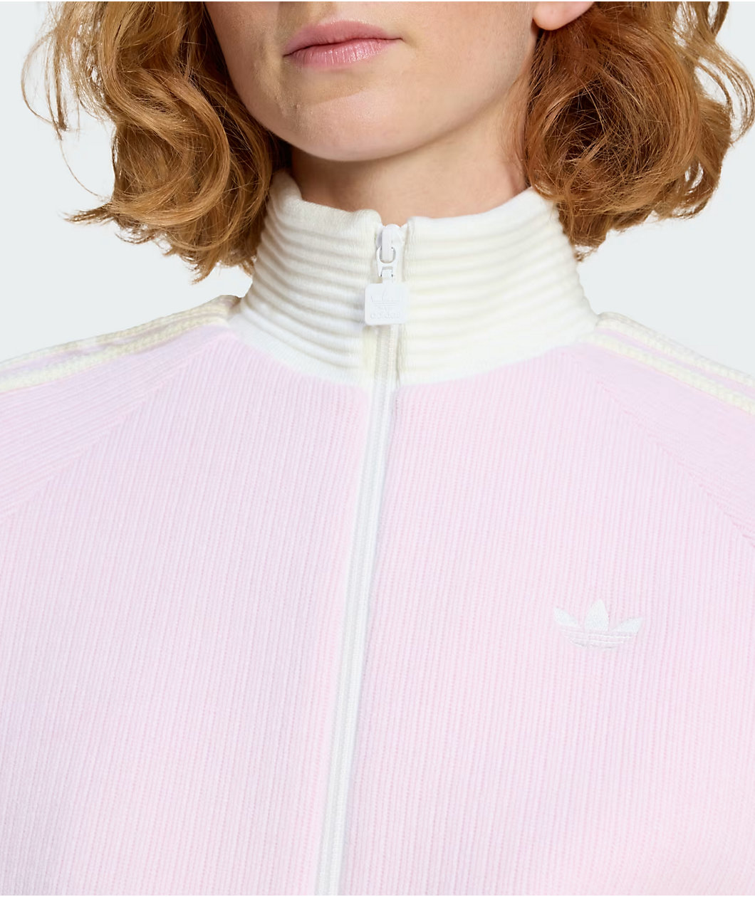 adidas Originals Velour Clear Pink Knit Track Jacket