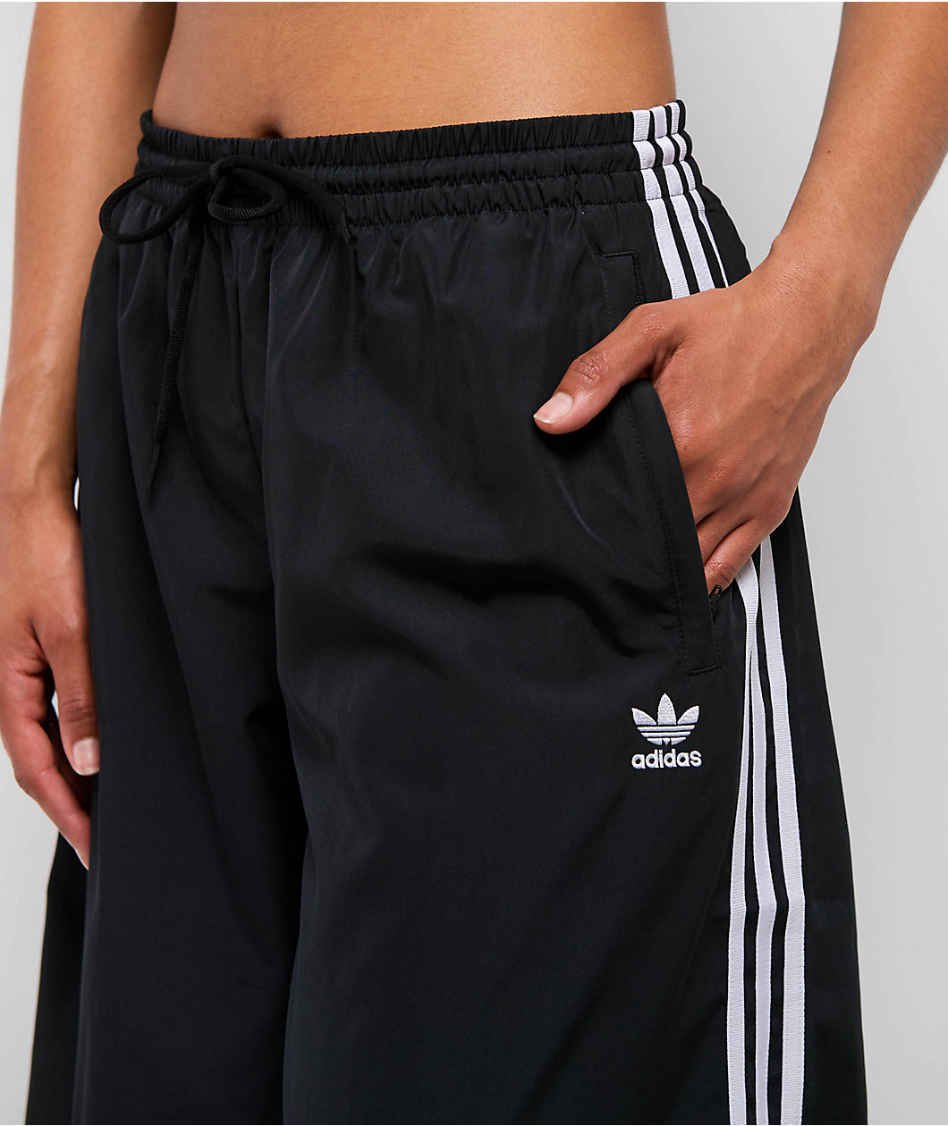 adidas Oversized Black Wide Leg Track Pants
