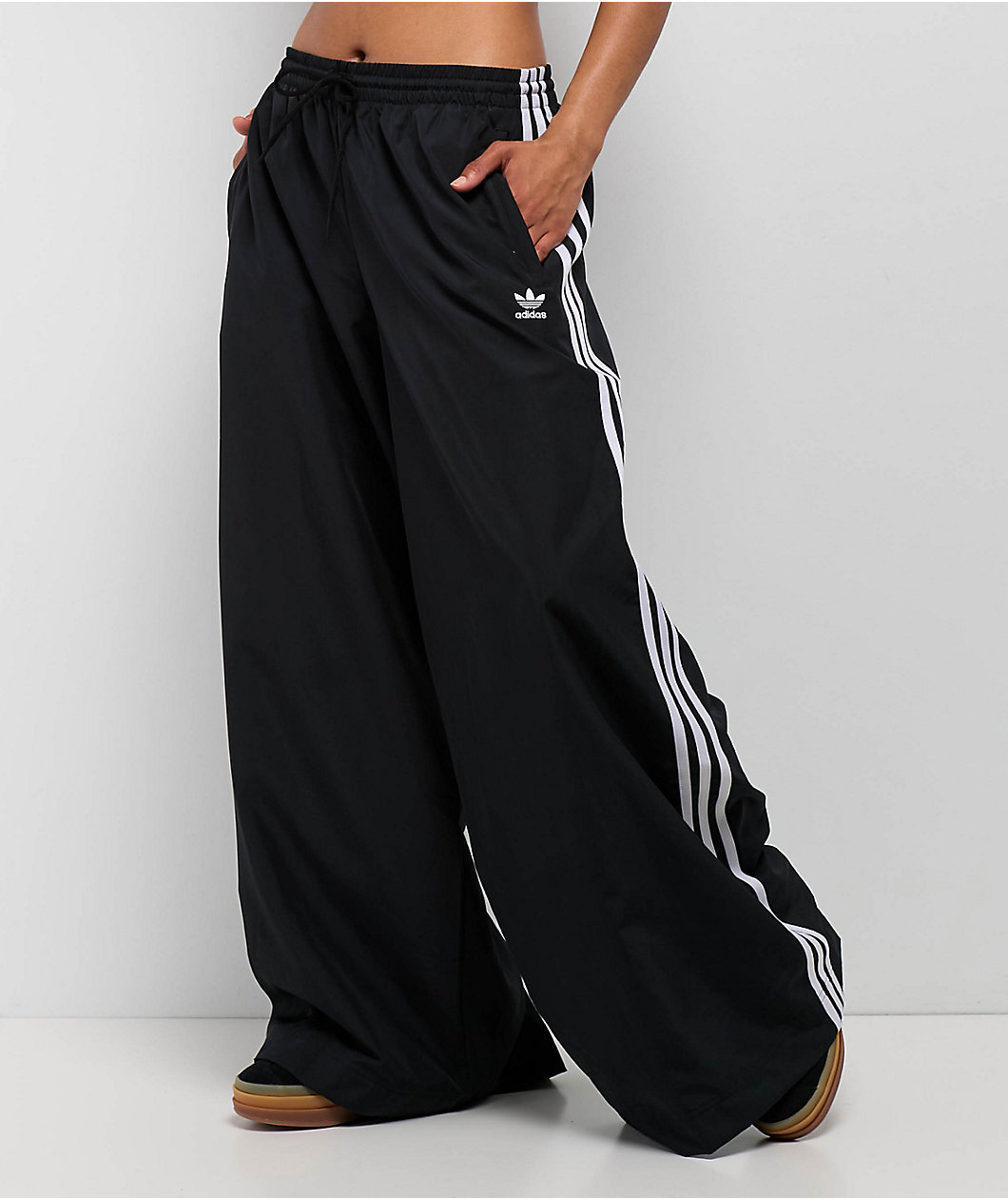 adidas Oversized Black Wide Leg Track Pants