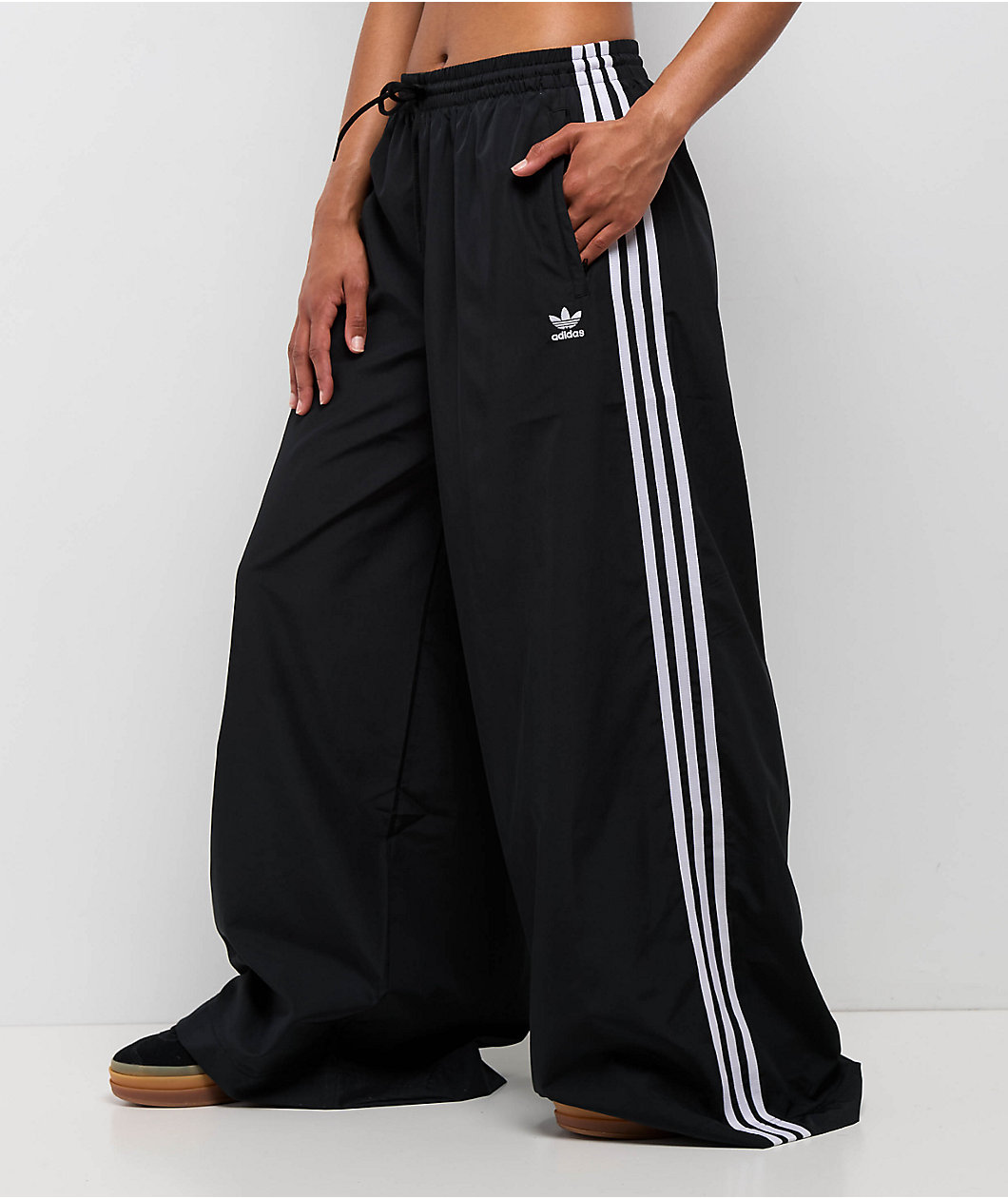adidas Oversized Black Wide Leg Track Pants