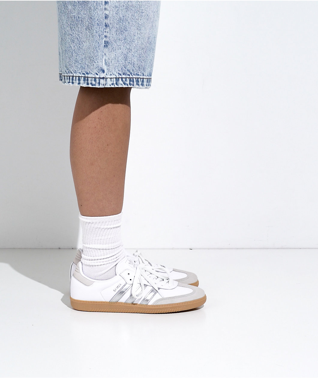 adidas Samba OG White & Silver Skate Shoes