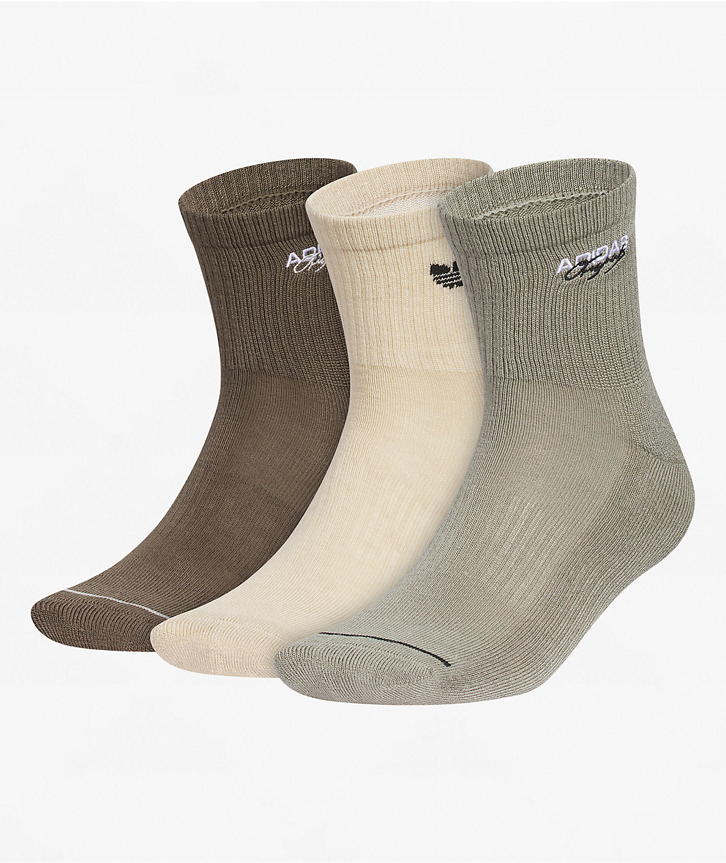 adidas Signature Brown, Khaki & Grey High Quarter Crew Socks