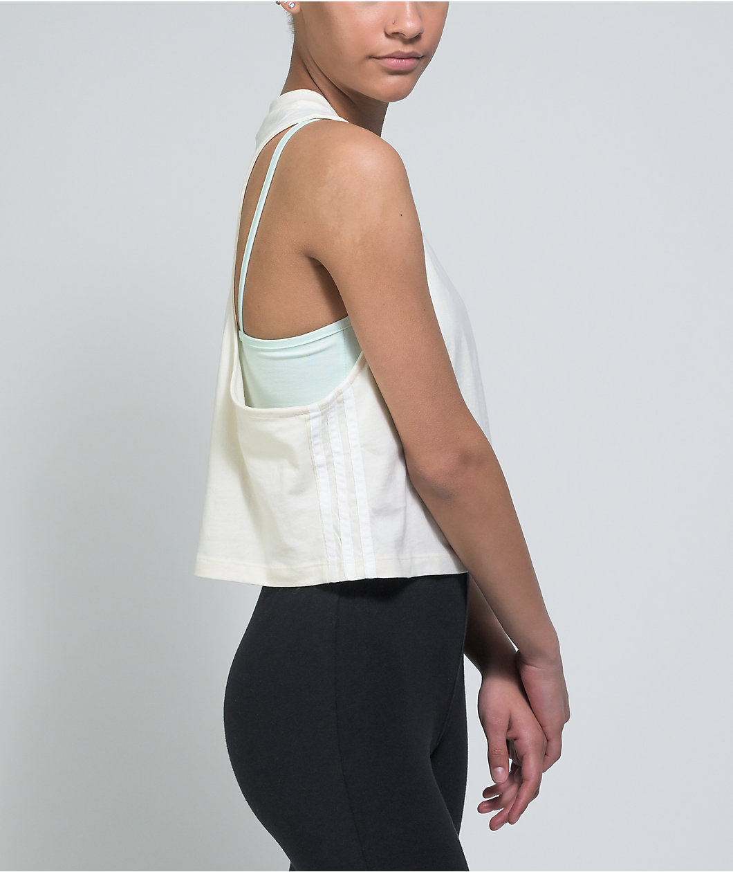 adidas White Crop Tank Top